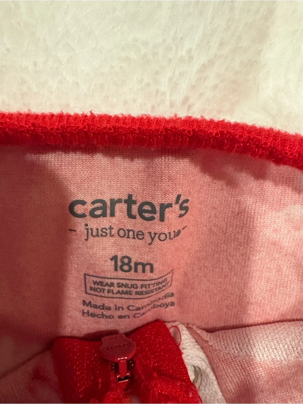 Carter's Pink Infant Footed Christmas Soft Fleece  Pajama Set 18 mos